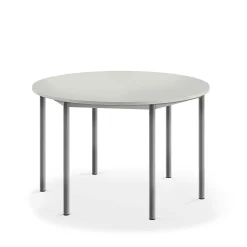 Pöytä SONITUS Pyöreä, Ø 1200x720 mm, korkeapainelaminaatti HPL, harmaa, hopeanharmaa