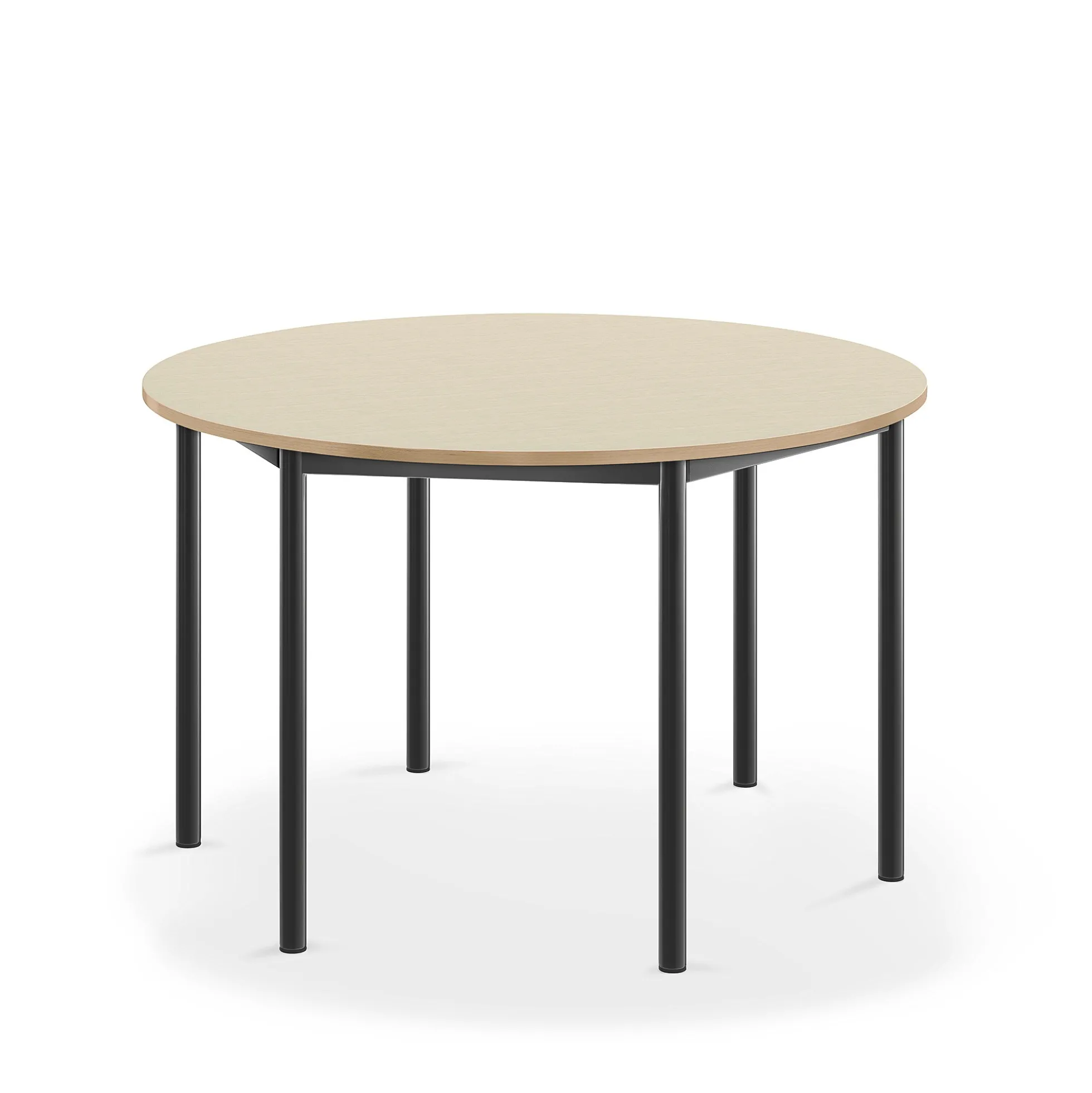 Pöytä SONITUS Pyöreä, Ø1200x720 mm, korkeapainelaminaatti HPL, koivu, antrasiitinharmaa