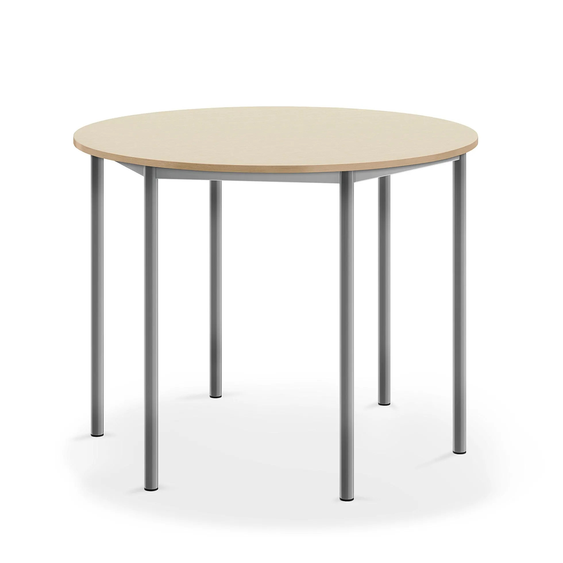 Pöytä SONITUS Pyöreä, Ø 1200x900 mm, korkeapainelaminaatti HPL, koivu, hopeanharmaa