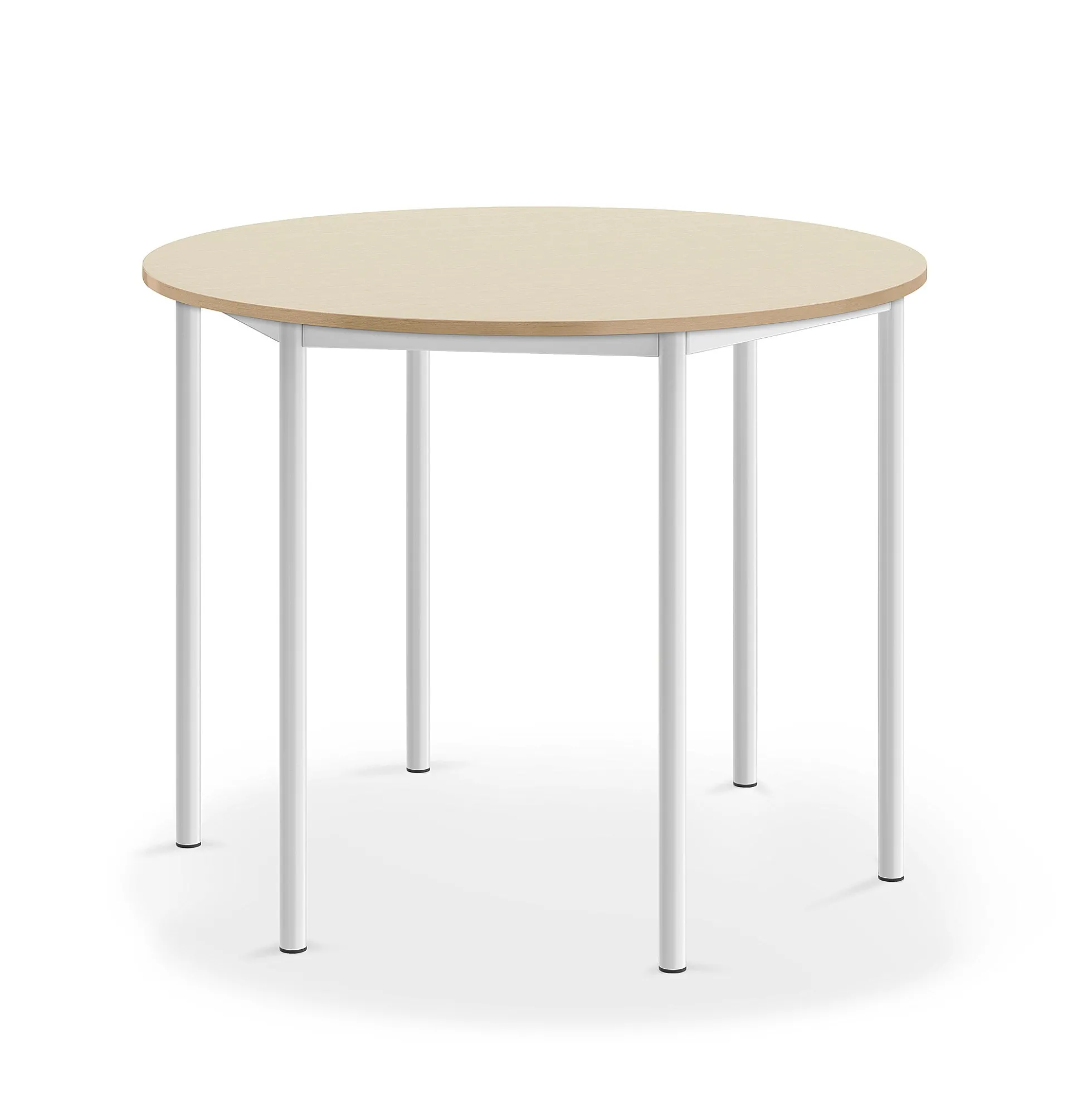 Pöytä SONITUS Pyöreä, Ø1200x900 mm, korkeapainelaminaatti HPL, koivu, valkoinen