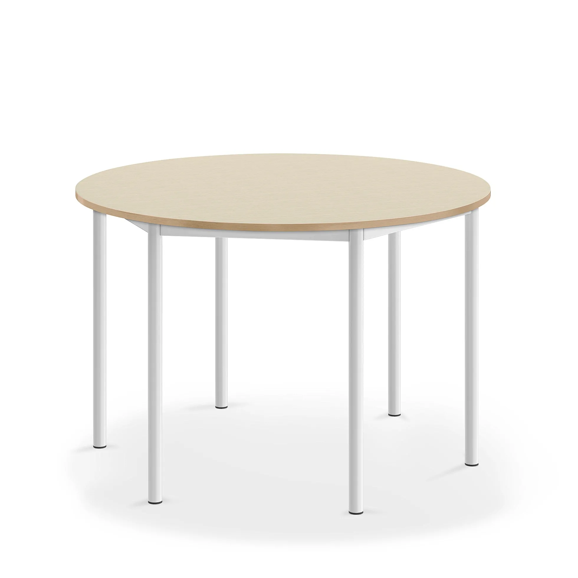 Pöytä SONITUS Pyöreä, Ø1200x760 mm, korkeapainelaminaatti HPL, koivu, valkoinen
