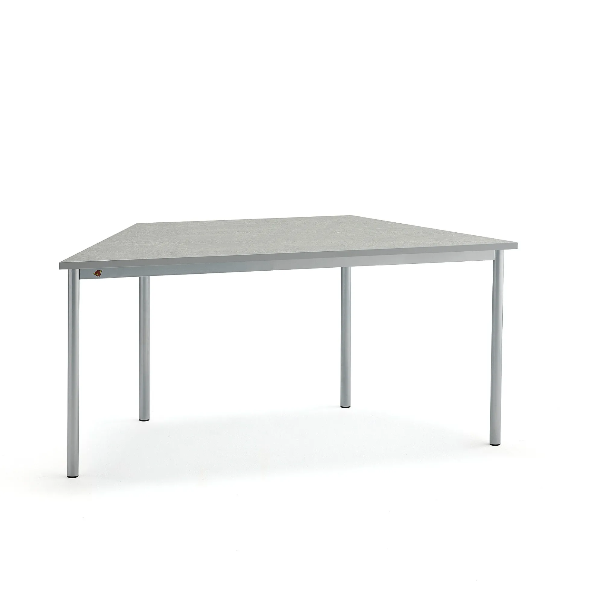 Pöytä SONITUS TRAPETS 1600x800x720 mm, harmaa linoleumi, hopeanharmaa