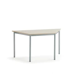 Pöytä SONITUS TRAPETS 1400x700x720 mm, korkeapainelaminaatti HPL, koivu, hopeanharmaa