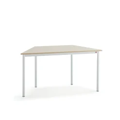 Pöytä SONITUS TRAPETS 1400x700x720 mm, korkeapainelaminaatti HPL, koivu, valkoinen