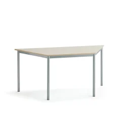 Pöytä SONITUS TRAPETS 1600x800x720 mm, korkeapainelaminaatti HPL, koivu, hopeanharmaa