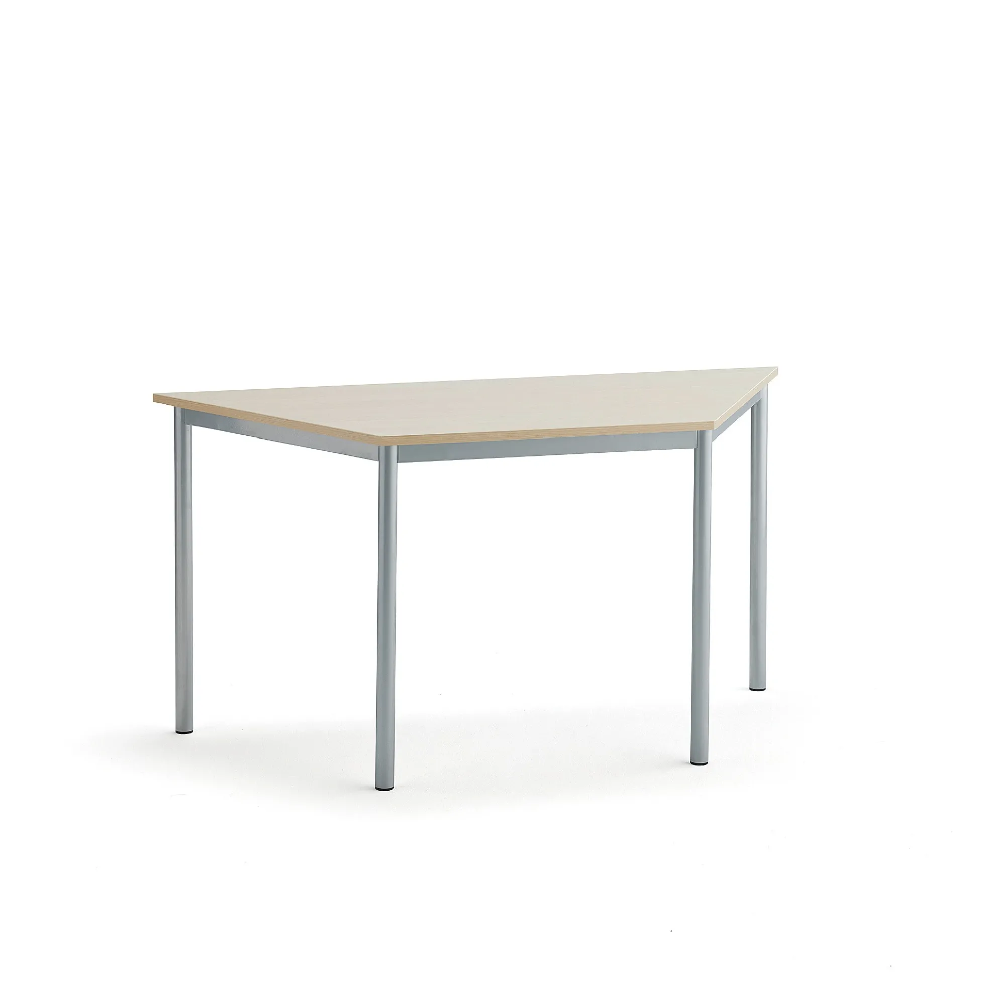 Pöytä SONITUS TRAPETS 1200x600x720 mm, korkeapainelaminaatti HPL, koivu, hopeanharmaa