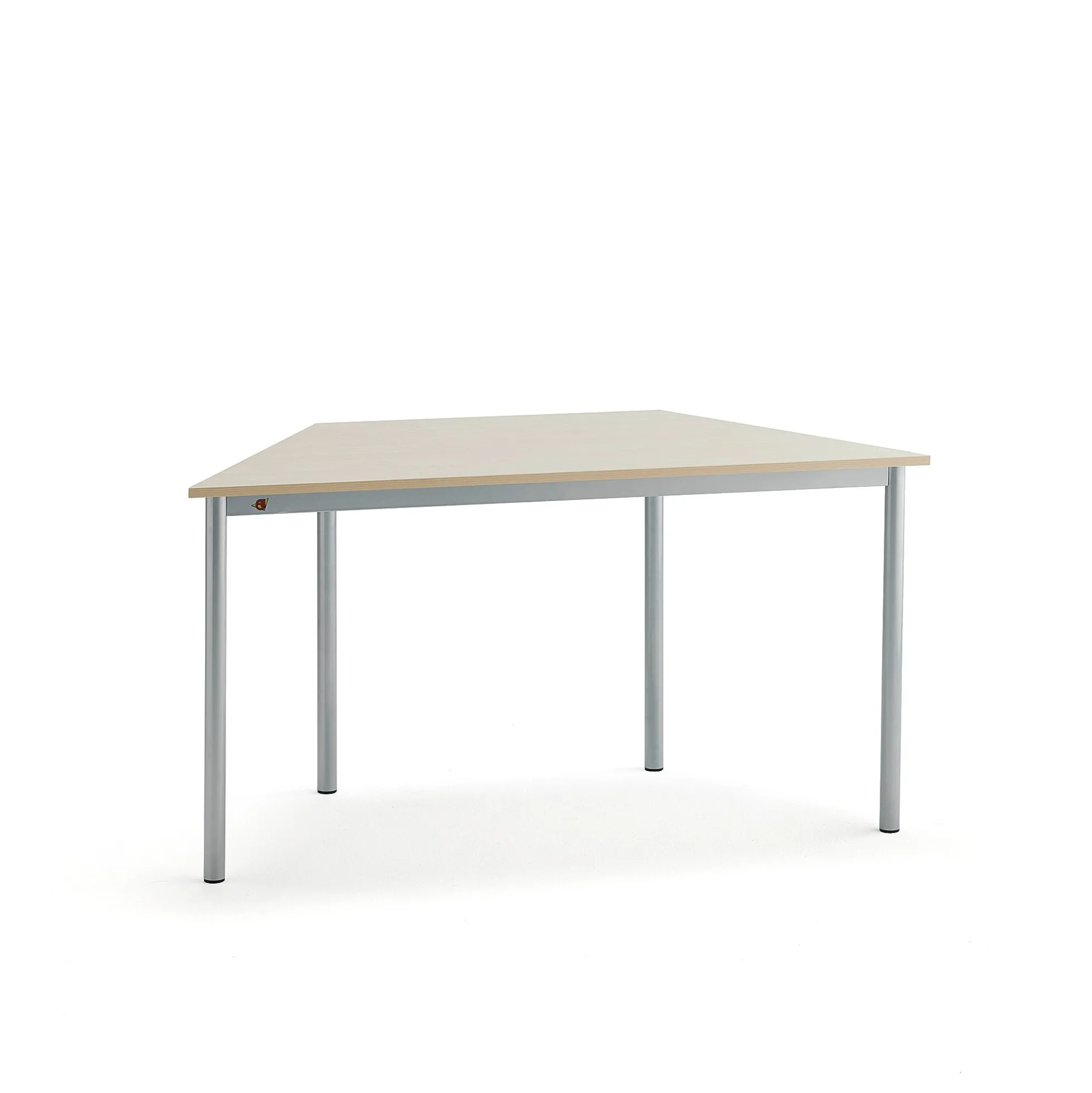 Pöytä SONITUS TRAPETS 1200x600x720 mm, korkeapainelaminaatti HPL, koivu, hopeanharmaa