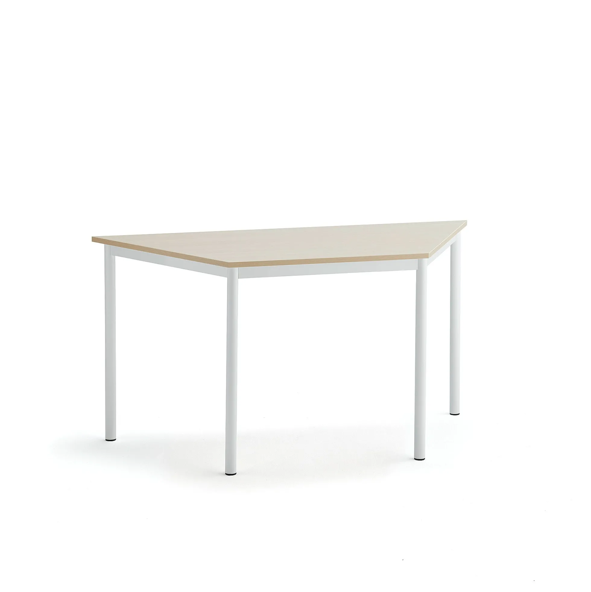 Pöytä SONITUS TRAPETS 1200x600x720 mm, korkeapainelaminaatti HPL, koivu, valkoinen