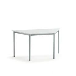 Pöytä SONITUS TRAPETS 1400x700x720 mm, korkeapainelaminaatti HPL, valkoinen, hopeanharmaa