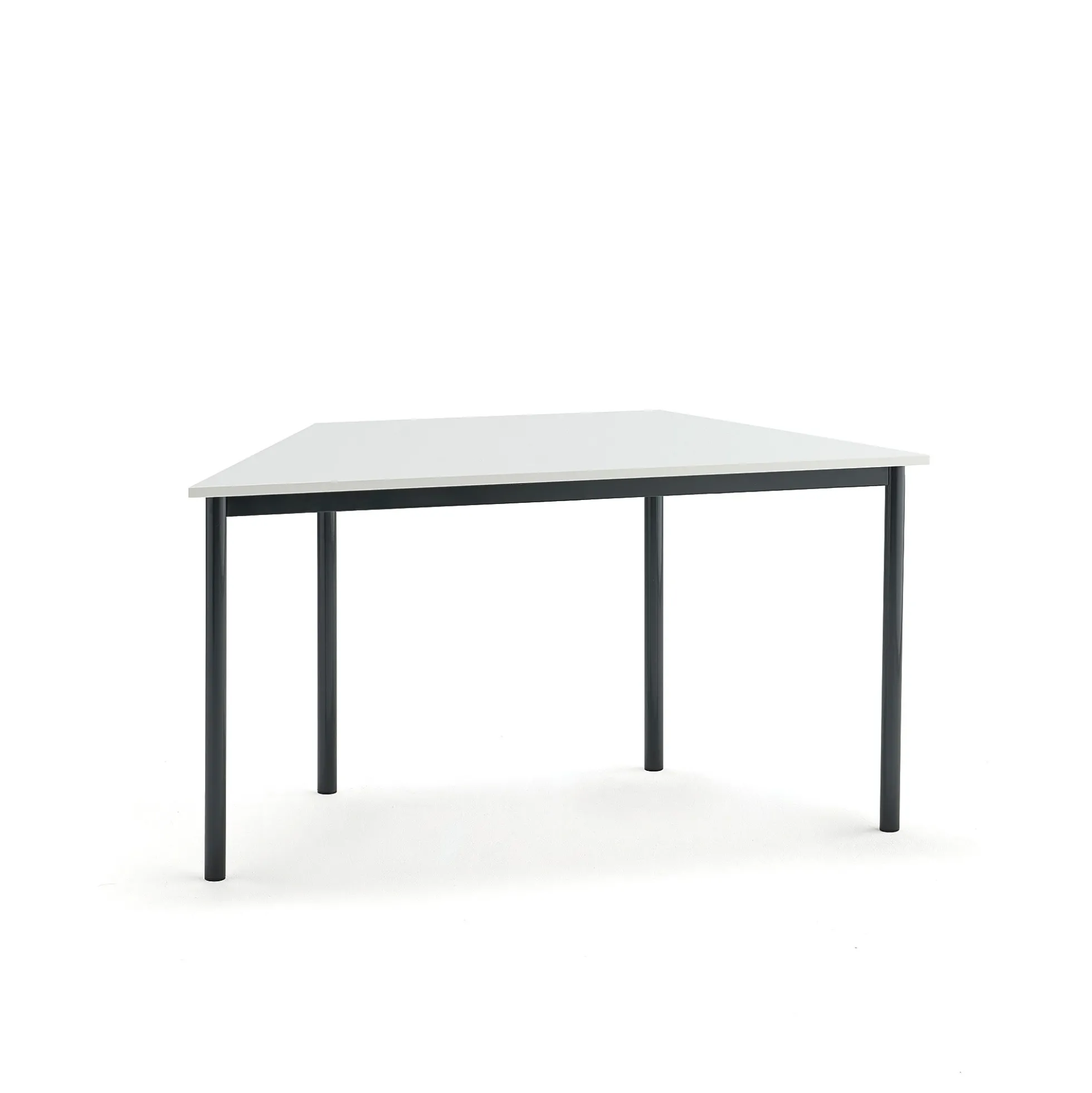 Pöytä SONITUS TRAPETS 1400x700x720 mm, korkeapainelaminaatti HPL, valkoinen, antrasiitinharmaa