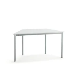 Pöytä SONITUS TRAPETS 1200x600x720 mm, korkeapainelaminaatti HPL, valkoinen, hopeanharmaa