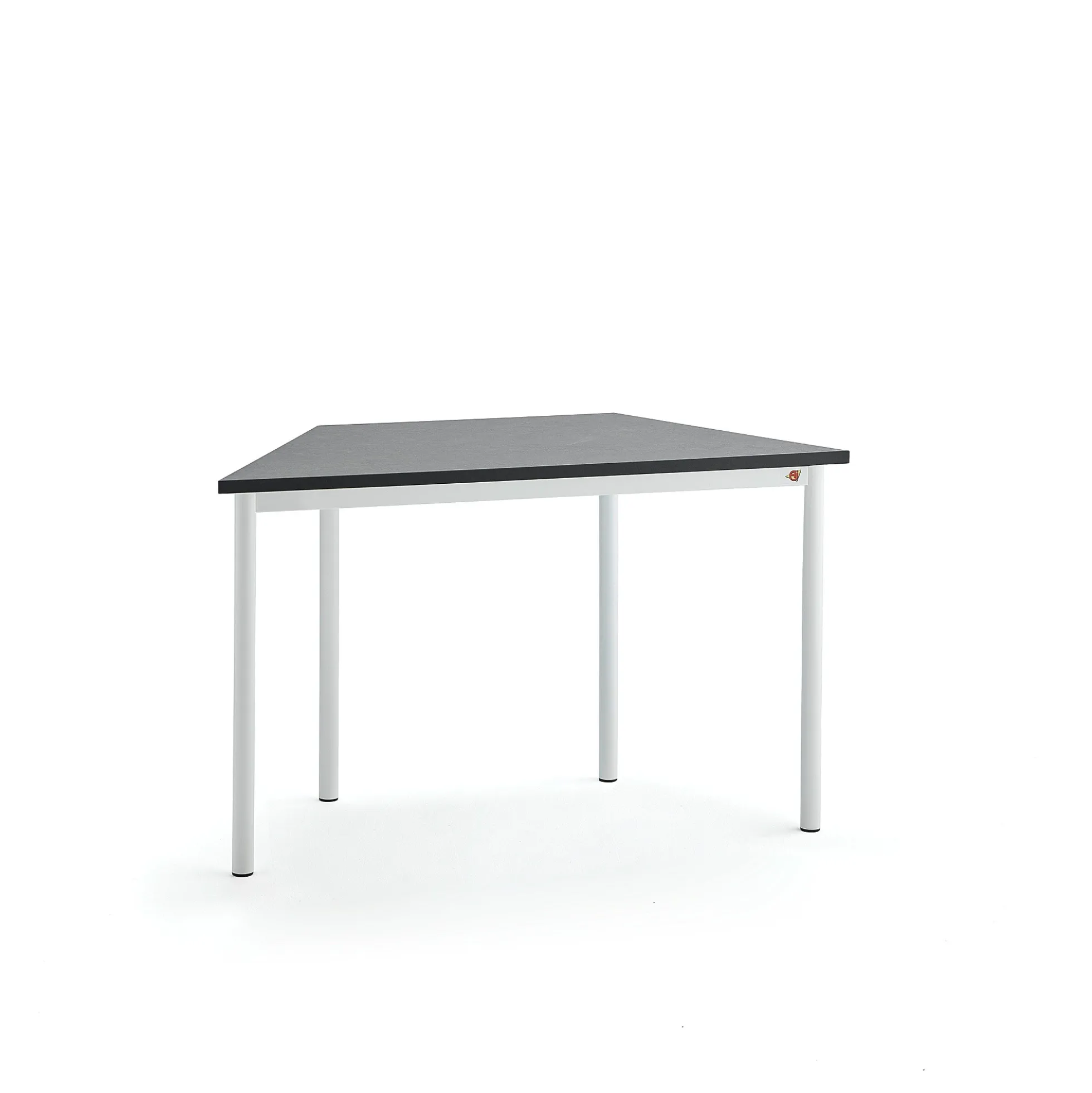 Pöytä SONITUS TRAPETS 1200x600x720 mm, tummanharmaa linoleumi, valkoinen