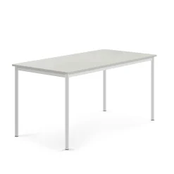 Pöytä SONITUS 1600x800x760 mm, korkeapainelaminaatti HPL, harmaa laminaatti, valkoinen