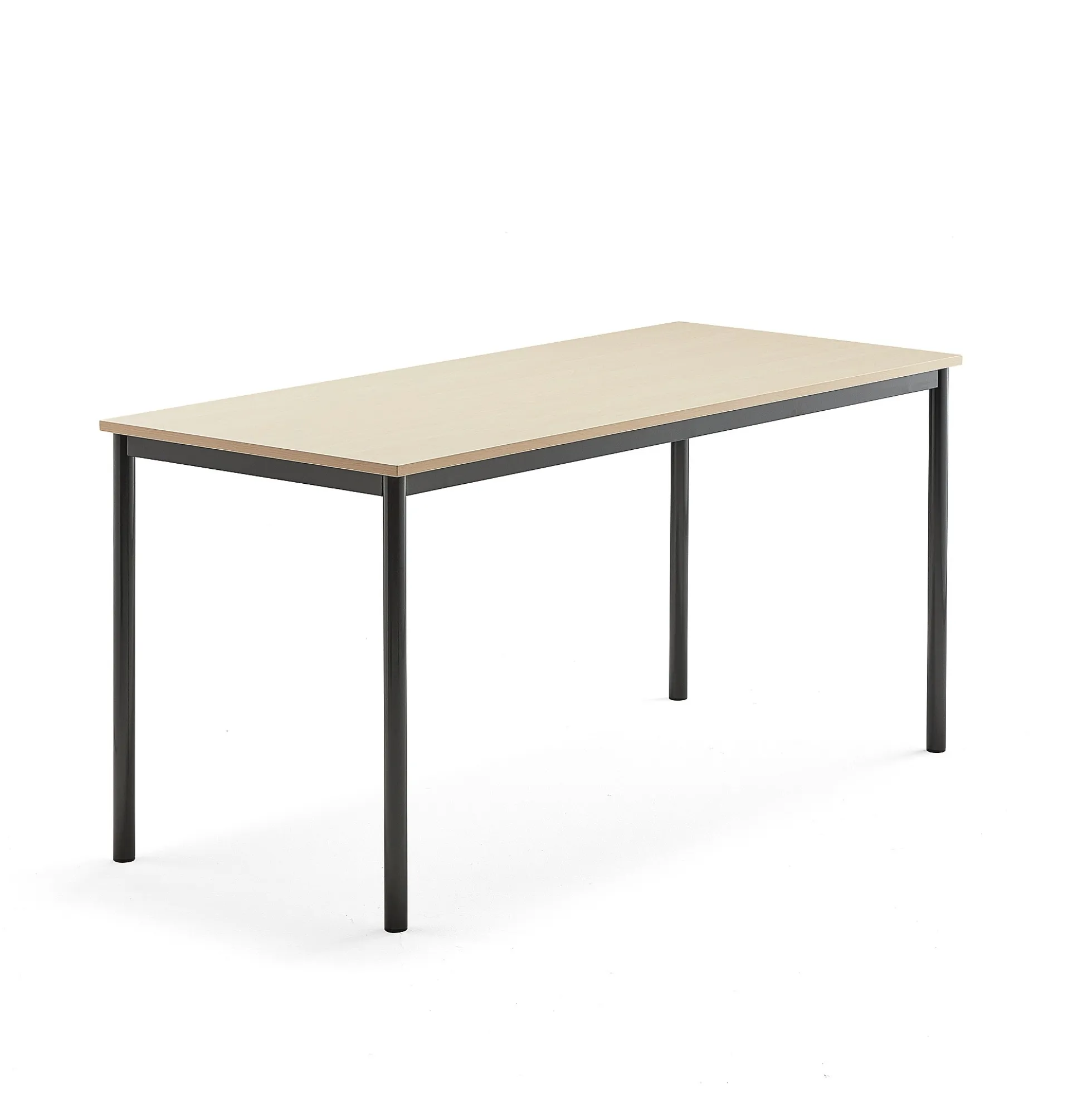 Pöytä SONITUS 1600x700x760 mm, korkeapainelaminaatti HPL, koivu, antrasiitinharmaa