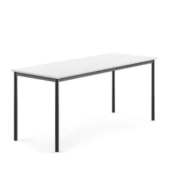 Pöytä SONITUS 1800x700x760 mm, korkeapainelaminaatti HPL, valkoinen, antrasiitinharmaa