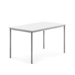 Pöytä SONITUS 1400x800x760 mm, korkeapainelaminaatti HPL, valkoinen, hopeanharmaa