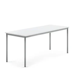 Pöytä SONITUS 1800x700x720 mm, korkeapainelaminaatti HPL, valkoinen, hopeanharmaa