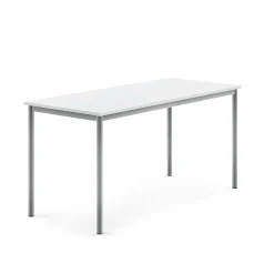 Pöytä SONITUS 1600x700x760 mm, korkeapainelaminaatti HPL, valkoinen, hopeanharmaa