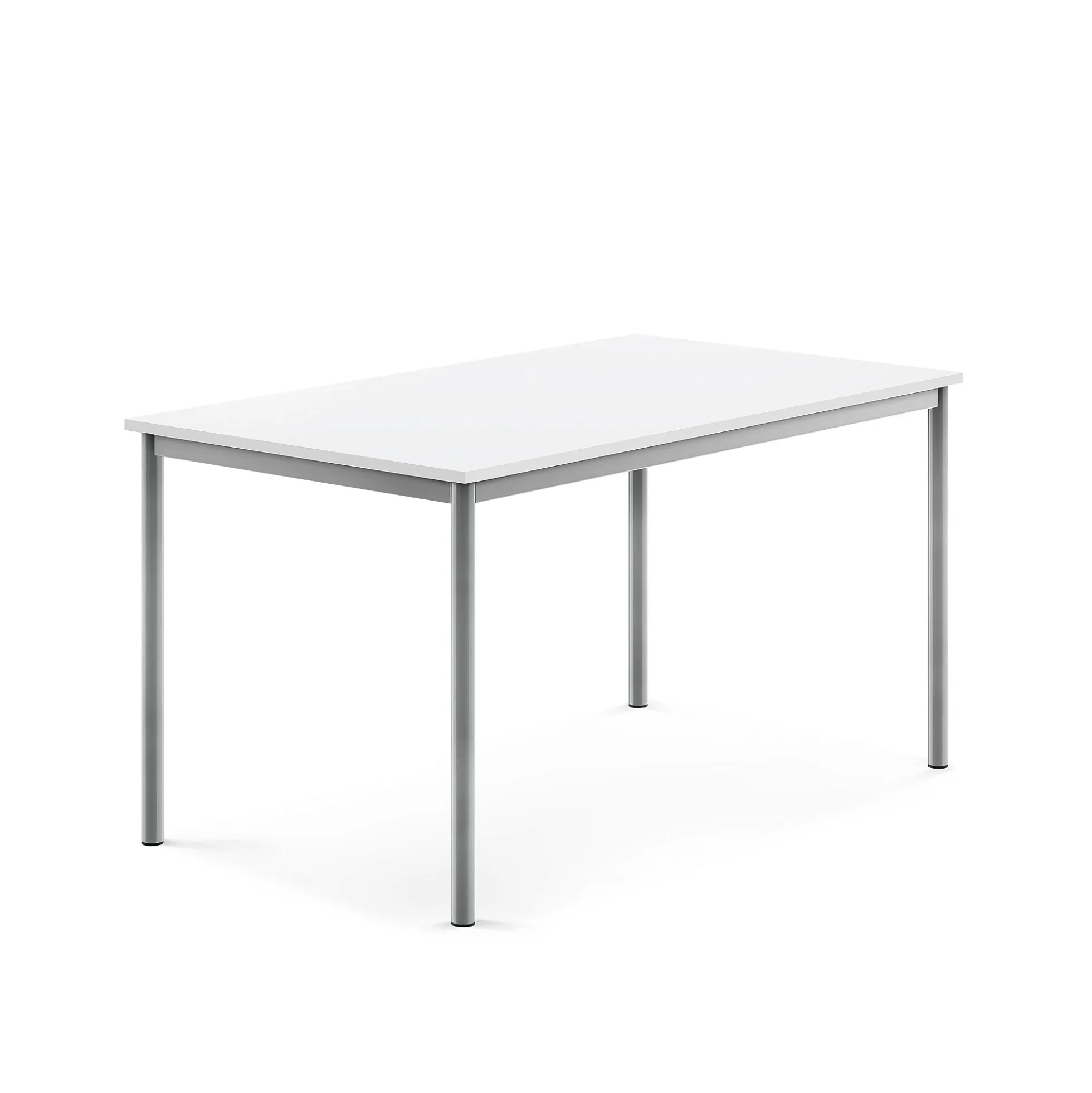 Pöytä SONITUS 1400x800x720 mm, korkeapainelaminaatti HPL, valkoinen, hopeanharmaa