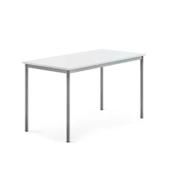 Pöytä SONITUS 1400x700x760 mm, korkeapainelaminaatti HPL, valkoinen, hopeanharmaa