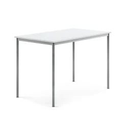 Pöytä SONITUS 1400x800x900 mm, korkeapainelaminaatti HPL, valkoinen, hopeanharmaa