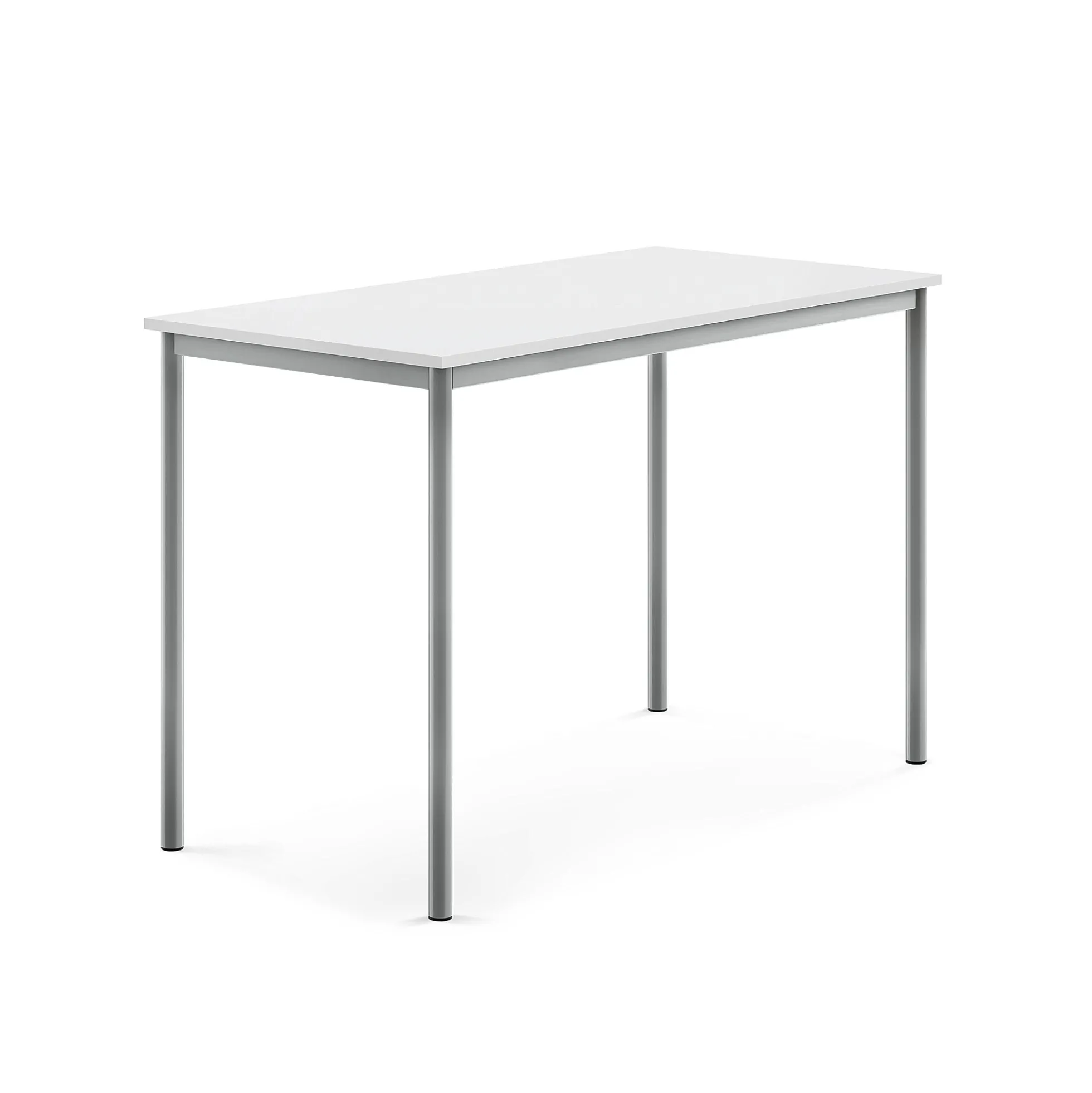 Pöytä SONITUS 1400x700x900 mm, korkeapainelaminaatti HPL, valkoinen, hopeanharmaa