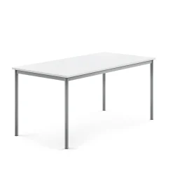 Pöytä SONITUS 1600x800x720 mm, korkeapainelaminaatti HPL, valkoinen, hopeanharmaa