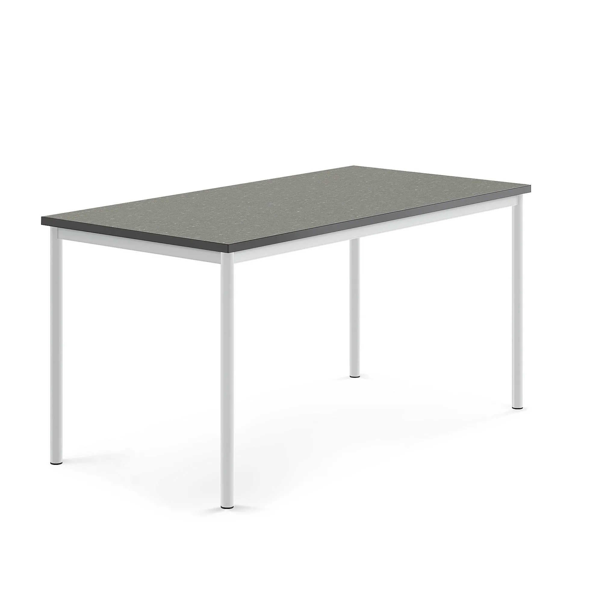 Pöytä SONITUS 1600x800x760 mm, tummanharmaa linoleumi, valkoinen