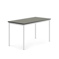 Pöytä SONITUS 1400x700x760 mm, tummanharmaa linoleumi, valkoinen