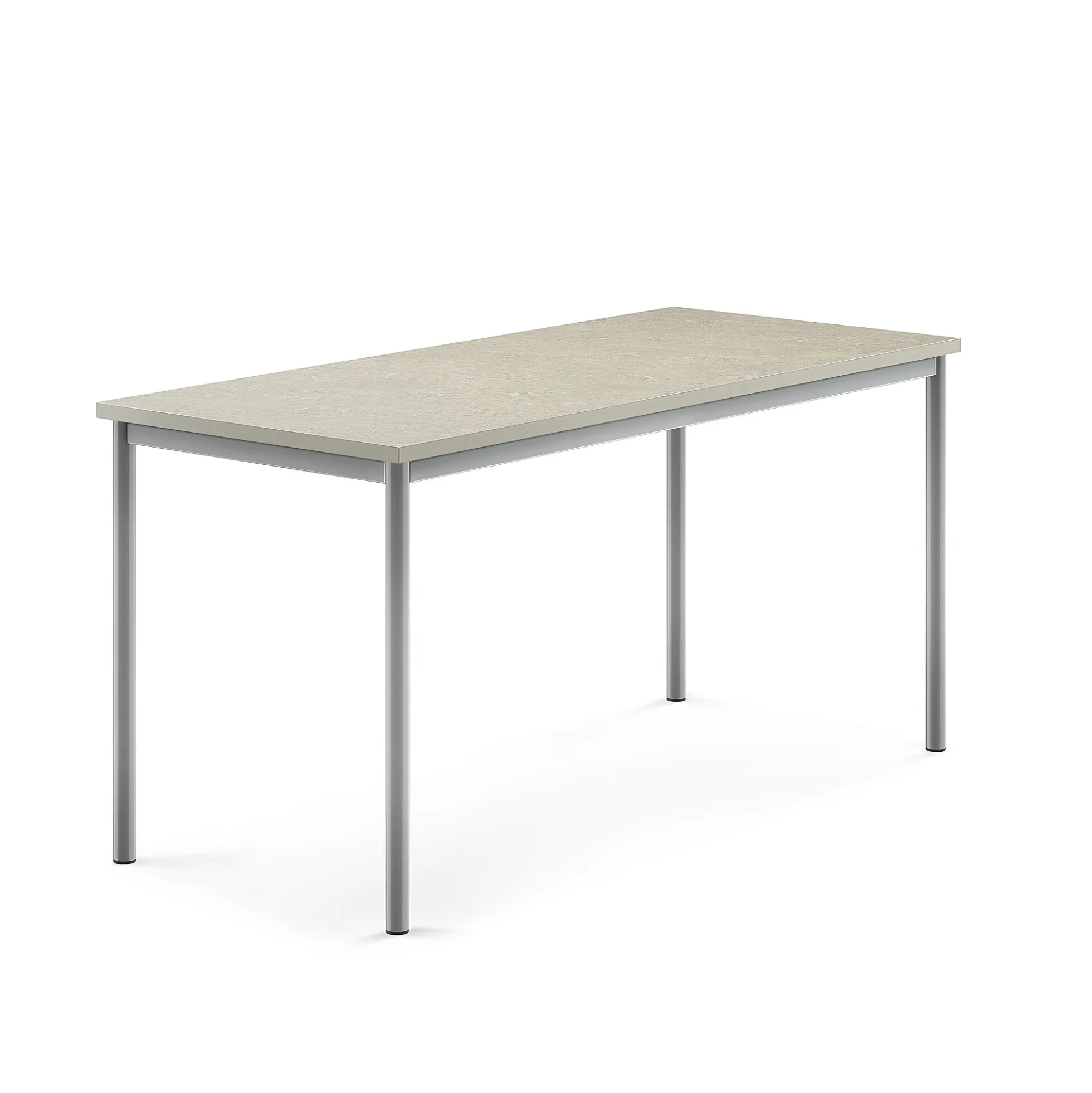 Pöytä SONITUS 1600x700x760 mm, vaaleanharmaa linoleumi, hopeanharmaa