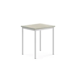 Pöytä SONITUS 700x600x760 mm, vaaleanharmaa linoleumi, valkoinen