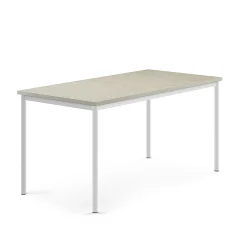 Pöytä SONITUS 1600x800x760 mm, vaaleanharmaa linoleumi, valkoinen