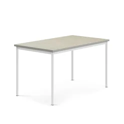 Pöytä SONITUS 1400x800x760 mm, vaaleanharmaa linoleumi, valkoinen