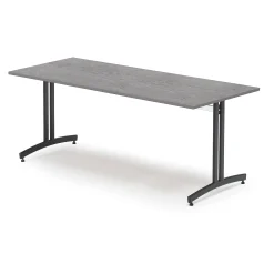 Pöytä 1800x800x720 mm, tummanharmaa linoleumi, musta