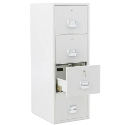 Riippukansiokaappi SHELL Palosuojattu 90 min., avainlukko, A4/Foolscap, 4 laatikkoa, 1500x520x680 mm