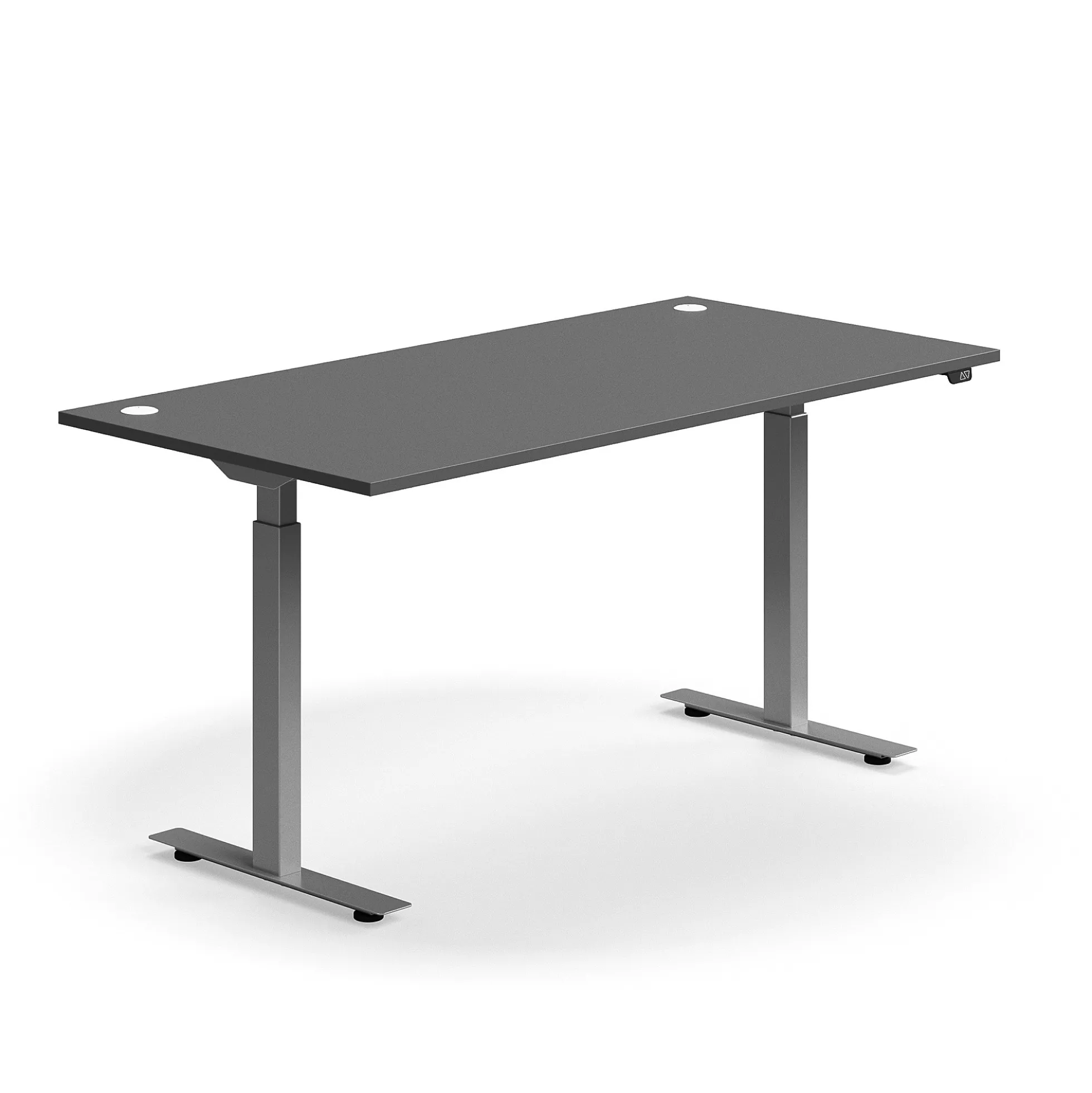 Sähköpöytä FLEXUS Suora pöytälevy, 1600x800 mm, hopeanharmaa jalusta, harmaa