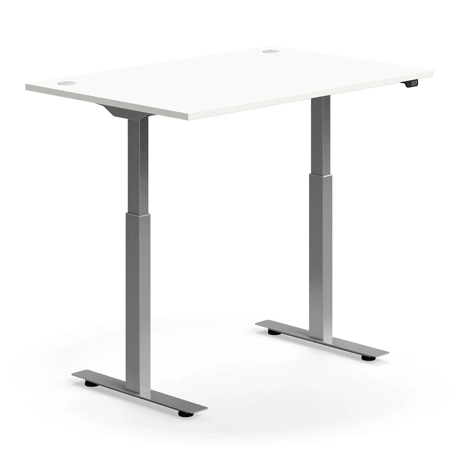 Sähköpöytä FLEXUS Suora pöytälevy, 1200x800 mm, hopeanharmaa jalusta, valkoinen