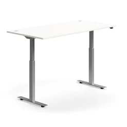 Sähköpöytä FLEXUS Suora pöytälevy, 1600x800 mm, hopeanharmaa jalusta, valkoinen