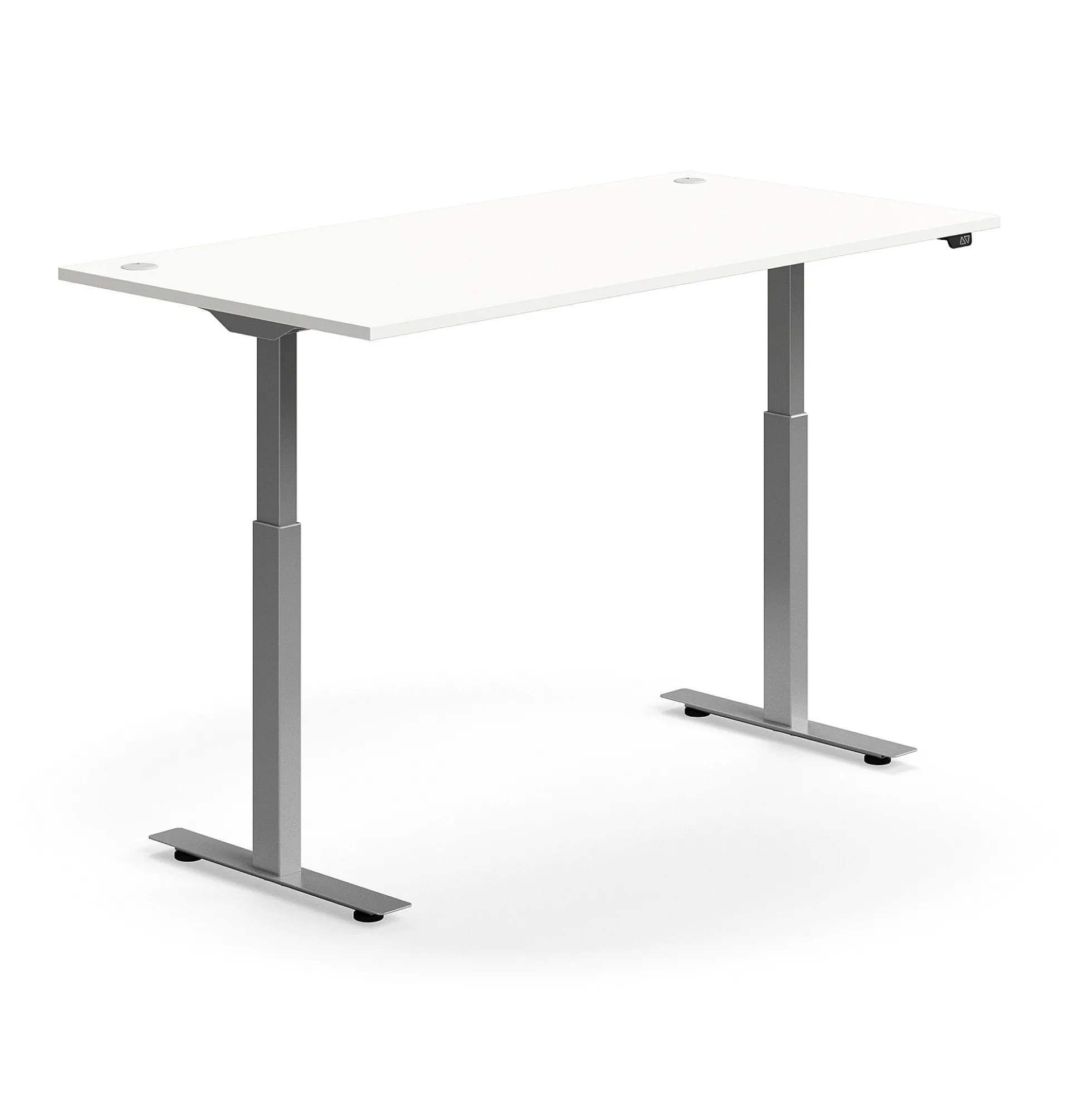 Sähköpöytä FLEXUS Suora pöytälevy, 1600x800 mm, hopeanharmaa jalusta, valkoinen
