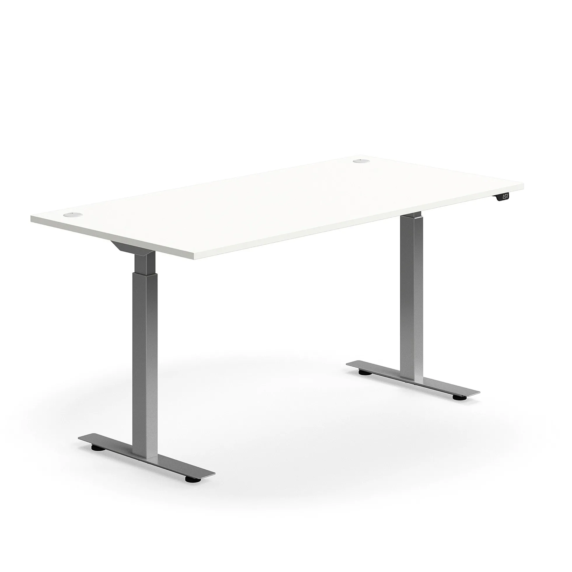 Sähköpöytä FLEXUS Suora pöytälevy, 1600x800 mm, hopeanharmaa jalusta, valkoinen