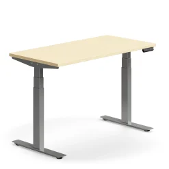 Sähköpöytä QBUS Suora pöytälevy, 1200x600 mm, hopeanharmaa jalusta, koivu