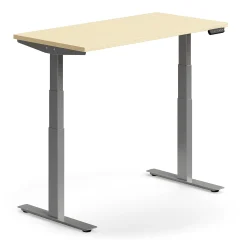 Sähköpöytä QBUS Suora pöytälevy, 1200x600 mm, hopeanharmaa jalusta, koivu