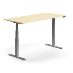 Sähköpöytä QBUS Suora pöytälevy, 1800x800 mm, hopeanharmaa jalusta, koivu