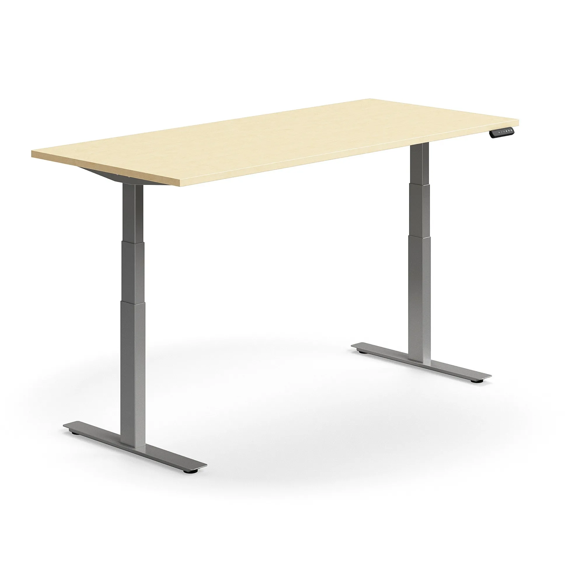 Sähköpöytä QBUS Suora pöytälevy, 1800x800 mm, hopeanharmaa jalusta, koivu