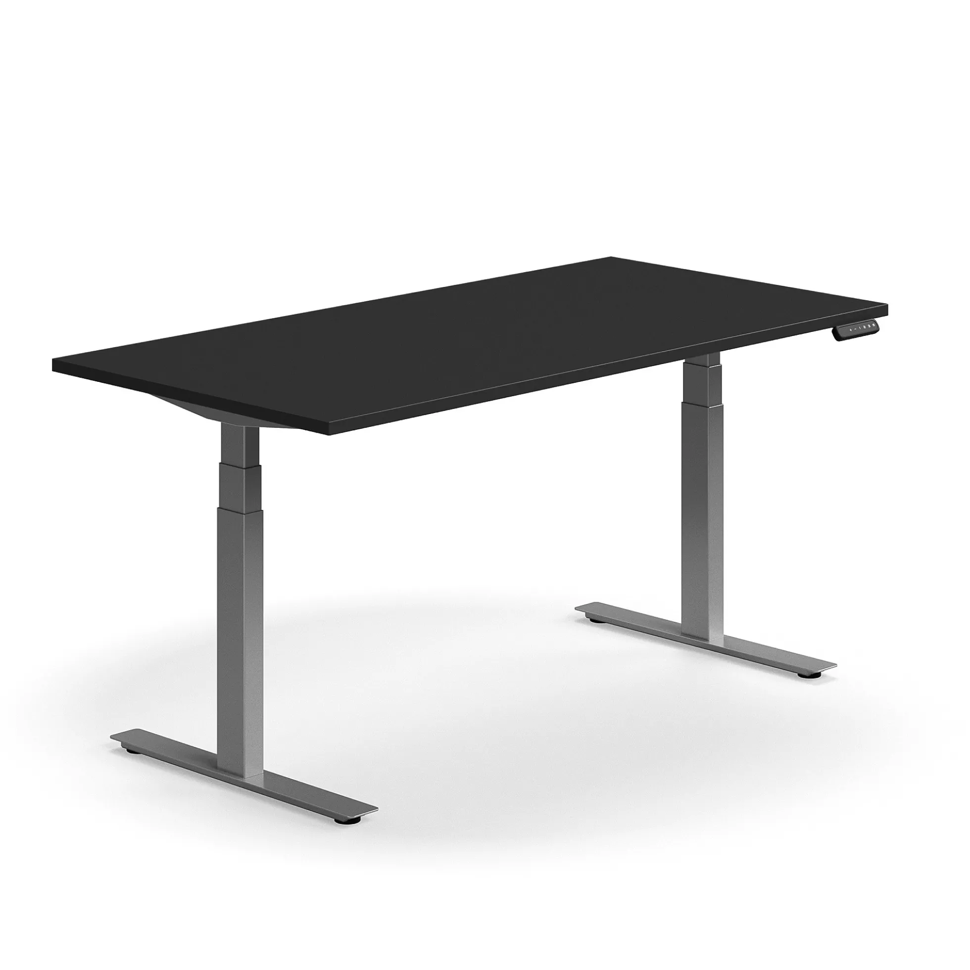 Sähköpöytä QBUS Suora pöytälevy, 1600x800 mm, hopeanharmaa jalusta, musta