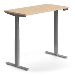Sähköpöytä QBUS Suora pöytälevy, 1200x600 mm, hopeanharmaa jalusta, tammi