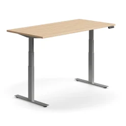 Sähköpöytä QBUS Suora pöytälevy, 1600x800 mm, hopeanharmaa jalusta, tammi