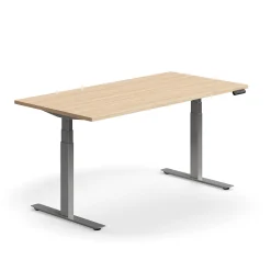 Sähköpöytä QBUS Suora pöytälevy, 1600x800 mm, hopeanharmaa jalusta, tammi