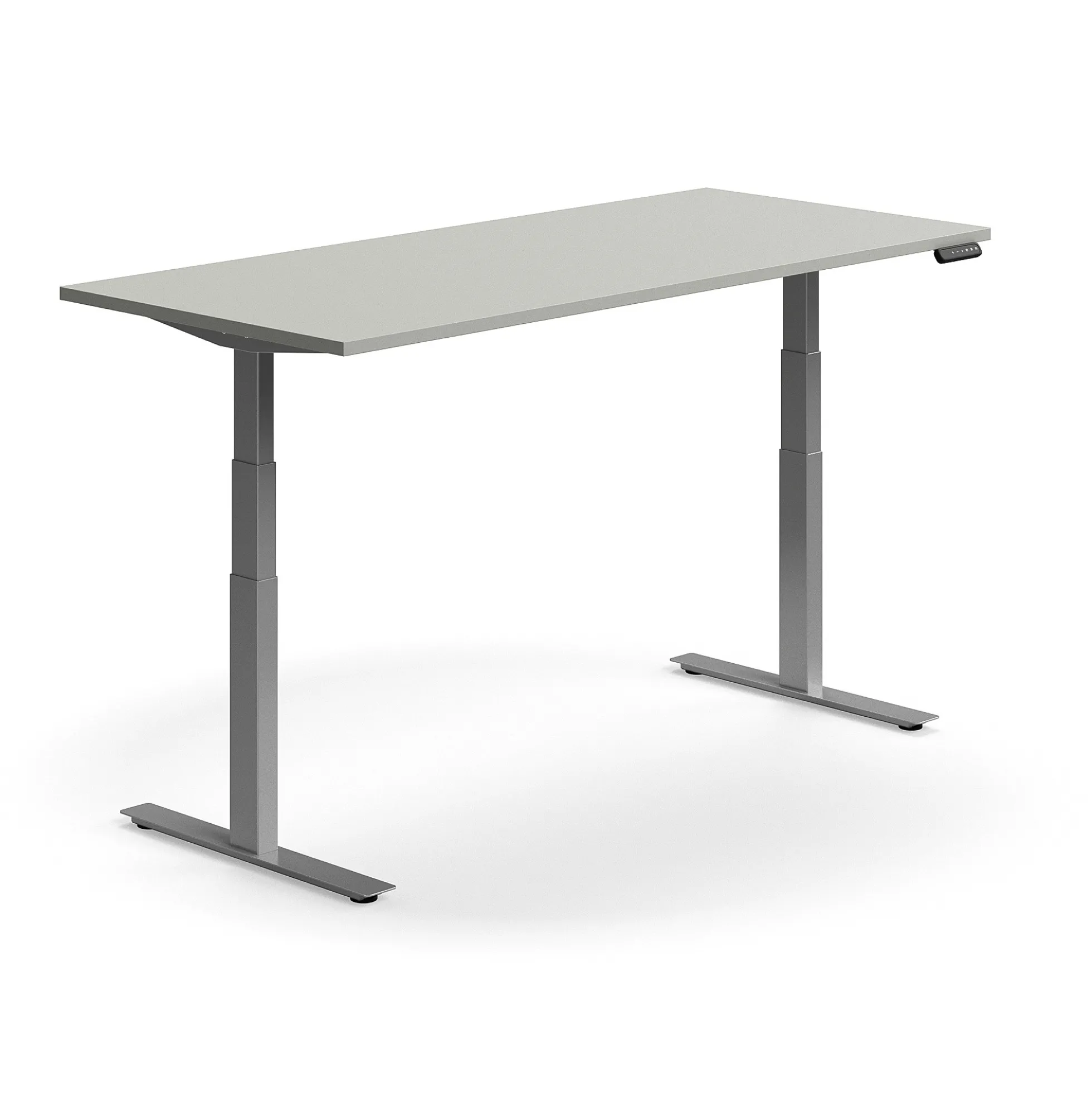 Sähköpöytä QBUS Suora pöytälevy, 1800x800 mm, hopeanharmaa jalusta, vaaleanharmaa