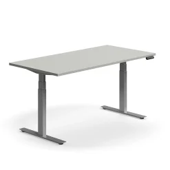 Sähköpöytä QBUS Suora pöytälevy, 1600x800 mm, hopeanharmaa jalusta, vaaleanharmaa